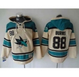 nhl jerseys san jose sharks #88 burns cream-blue[pullover hooded sweatshirt]