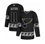 Adidas St. Louis Blues #11 Brian Sutter Authentic Black Team Logo Fashion NHL Jersey