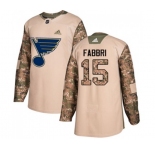 Adidas St. Louis Blues #15 Robby Fabbri Authentic Camo Veterans Day Practice NHL Jersey