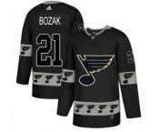 Adidas St. Louis Blues #21 Tyler Bozak Authentic Black Team Logo Fashion NHL Jersey