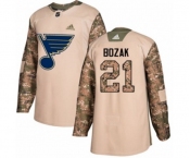Adidas St. Louis Blues #21 Tyler Bozak Authentic Camo Veterans Day Practice NHL Jersey