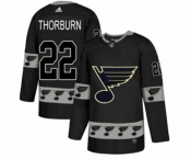 Adidas St. Louis Blues #22 Chris Thorburn Authentic Black Team Logo Fashion NHL Jersey
