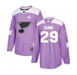 Adidas St. Louis Blues #29 Vince Dunn Authentic Purple Fights Cancer Practice NHL Jersey