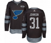 Adidas St. Louis Blues #31 Chad Johnson Authentic Black 1917-2017 100th Anniversary NHL Jersey