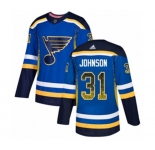 Adidas St. Louis Blues #31 Chad Johnson Authentic Blue Drift Fashion NHL Jersey