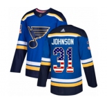 Adidas St. Louis Blues #31 Chad Johnson Authentic Blue USA Flag Fashion NHL Jersey