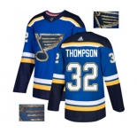 Adidas St. Louis Blues #32 Tage Thompson Authentic Royal Blue Fashion Gold NHL Jersey