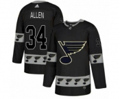 Adidas St. Louis Blues #34 Jake Allen Authentic Black Team Logo Fashion NHL Jersey