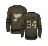 Adidas St. Louis Blues #34 Jake Allen Green Salute to Service Stitched NHL Jersey