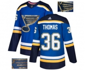 Adidas St. Louis Blues #36 Robert Thomas Authentic Royal Blue Fashion Gold NHL Jersey