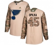 Adidas St. Louis Blues #45 Luke Opilka Authentic Camo Veterans Day Practice NHL Jersey