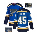 Adidas St. Louis Blues #45 Luke Opilka Authentic Royal Blue Fashion Gold NHL Jersey