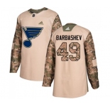 Adidas St. Louis Blues #49 Ivan Barbashev Authentic Camo Veterans Day Practice NHL Jersey