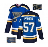 Adidas St. Louis Blues #57 David Perron Authentic Royal Blue Fashion Gold NHL Jersey