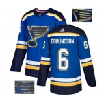 Adidas St. Louis Blues #6 Joel Edmundson Authentic Royal Blue Fashion Gold NHL Jersey