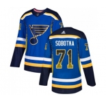 Adidas St. Louis Blues #71 Vladimir Sobotka Authentic Blue Drift Fashion NHL Jersey