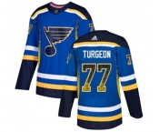 Adidas St. Louis Blues #77 Pierre Turgeon Authentic Blue Drift Fashion NHL Jersey