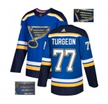 Adidas St. Louis Blues #77 Pierre Turgeon Authentic Royal Blue Fashion Gold NHL Jersey