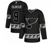 Adidas St. Louis Blues #9 Doug Gilmour Authentic Black Team Logo Fashion NHL Jersey