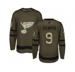 Adidas St. Louis Blues #9 Doug Gilmour Green Salute to Service Stitched NHL Jersey