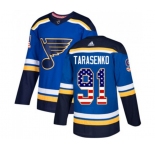 Adidas St. Louis Blues #91 Vladimir Tarasenko Authentic Blue USA Flag Fashion NHL Jersey