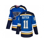 Men Adidas St. Louis Blues #11 Brian Sutter Blue Home Authentic Stitched NHL Jersey