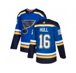 Men Adidas St. Louis Blues #16 Brett Hull Blue Home Authentic Stitched NHL Jersey