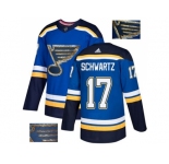 Men Adidas St. Louis Blues #17 Jaden Schwartz Blue Home Authentic Fashion Gold Stitched NHL Jersey