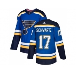 Men Adidas St. Louis Blues #17 Jaden Schwartz Blue Home Authentic Stitched NHL Jersey