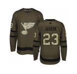 Men Adidas St. Louis Blues #23 Dmitrij Jaskin Green Salute to Service Stitched NHL Jersey