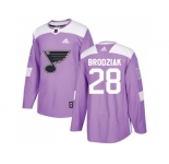 Men Adidas St. Louis Blues #28 Kyle Brodziak Purple Authentic Fights Cancer Stitched NHL Jersey