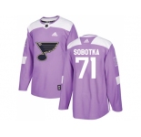Men Adidas St. Louis Blues #71 Vladimir Sobotka Purple Authentic Fights Cancer Stitched NHL Jersey