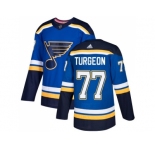 Men Adidas St. Louis Blues #77 Pierre Turgeon Blue Home Authentic Stitched NHL Jersey