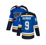 Men Adidas St. Louis Blues #9 Doug Gilmour Blue Home Authentic Stitched NHL Jersey