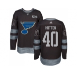 Men Adidas St.Louis Blues #40 Carter Hutton Black 1917-2017 100th Anniversary Stitched NHL Jersey