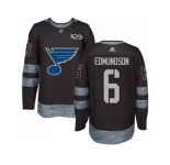 Men Adidas St.Louis Blues #6 Joel Edmundson Black 1917-2017 100th Anniversary Stitched NHL Jersey