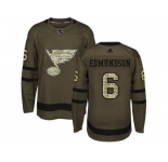 Men Adidas St.Louis Blues #6 Joel Edmundson Green Salute to Service Stitched NHL Jersey