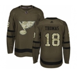 Men's Blues #18 Robert Thomas Green Salute to Service Stitched Hockey Jersey