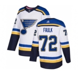 Men's Blues #72 Justin Faulk White Road Authentic Stitched Hockey Jersey