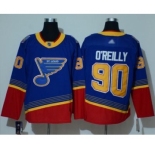 Men's Blues #90 Ryan O'Reilly Blue Red Authentic 2019 Heritage Stitched Hockey Jersey