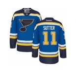 Men's Reebok St. Louis Blues #11 Brian Sutter Premier Royal Blue Home NHL Jersey