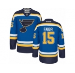 Men's Reebok St. Louis Blues #15 Robby Fabbri Authentic Royal Blue Home NHL Jersey