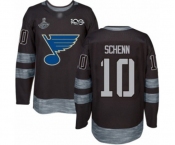 Men's St. Louis Blues #10 Brayden Schenn Authentic Black 1917-2017 100th Anniversary 2019 Stanley Cup Champions Hockey Jersey