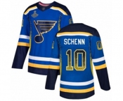 Men's St. Louis Blues #10 Brayden Schenn Authentic Blue Drift Fashion 2019 Stanley Cup Champions Hockey Jersey
