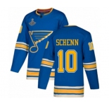 Men's St. Louis Blues #10 Brayden Schenn Authentic Navy Blue Alternate 2019 Stanley Cup Champions Hockey Jersey