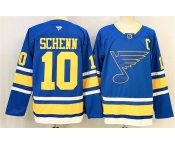 Men's St. Louis Blues #10 Brayden Schenn Blue 2025 With C Patch Stitched Hockey Jersey