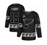 Men's St. Louis Blues #15 Robby Fabbri Authentic Black Team Logo Fashion 2019 Stanley Cup Champions Hockey Jersey