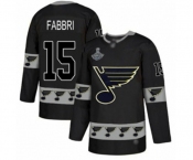 Men's St. Louis Blues #15 Robby Fabbri Authentic Black Team Logo Fashion 2019 Stanley Cup Champions Hockey Jersey
