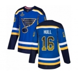 Men's St. Louis Blues #16 Brett Hull Authentic Blue Drift Fashion 2019 Stanley Cup Champions Hockey Jersey