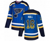 Men's St. Louis Blues #16 Brett Hull Authentic Blue Drift Fashion 2019 Stanley Cup Champions Hockey Jersey